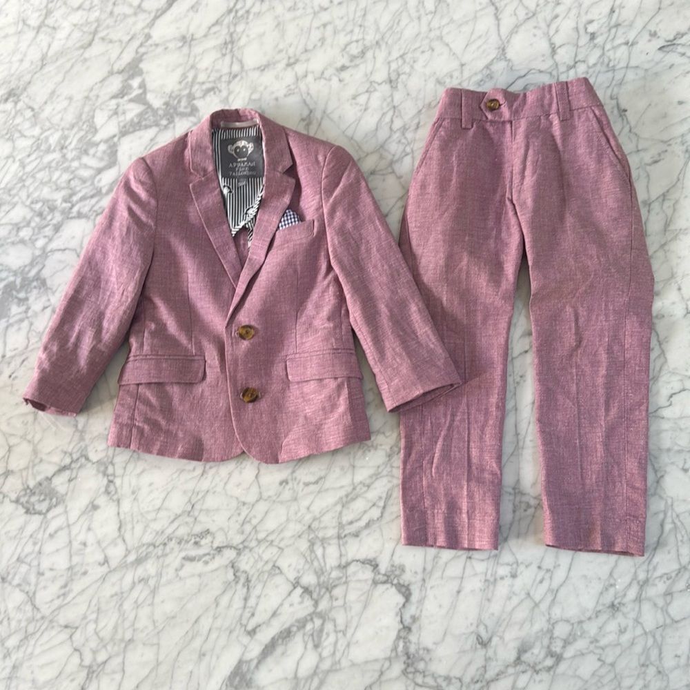 Appaman Fine Tailored Toddler Pink Linen Suit Sz 4T